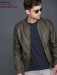 Men's Pure Leather Jacket - Olive - L-1 - UNQ